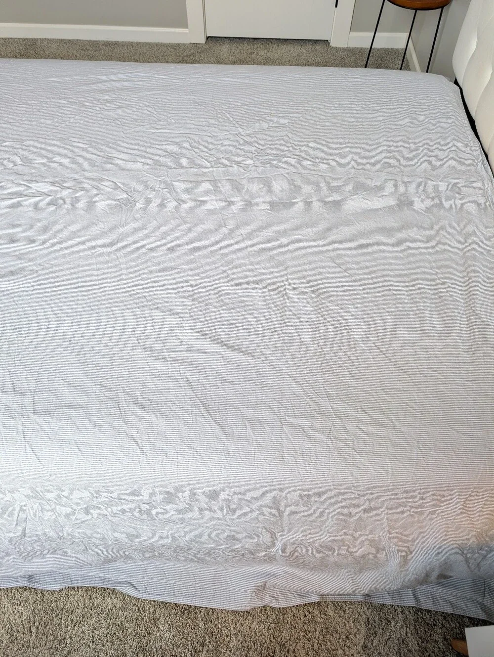 Ralph Lauren King Cotton Oxford Duvet Cover Light Blue Striped Reversible Luxury